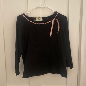 90s Black Sweater with Pink Ribbon
